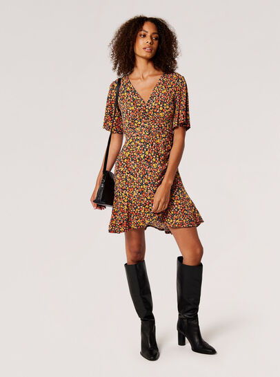 Ditsy Floral Wrap Mini Dress