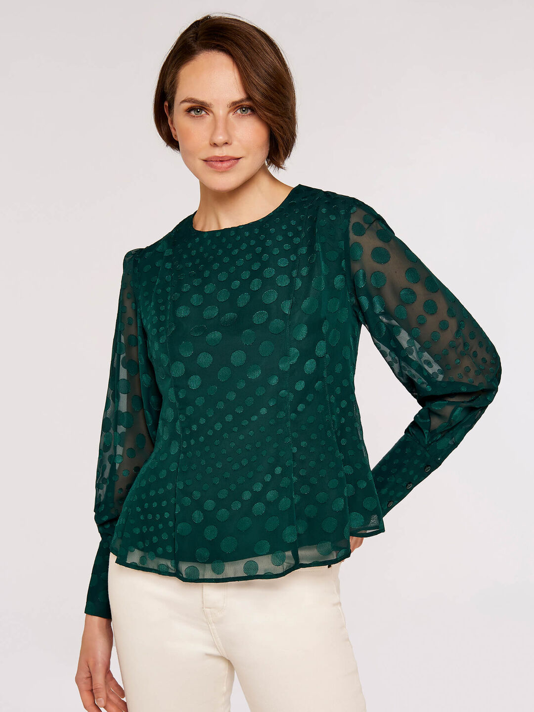 Jacquard Dot Chiffon Blouse