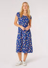 Vintage Rose Milkmaid Midi Dress, Blue, large