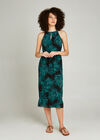 Braided Neck Palm Leaf Midi Dress, Teal, large