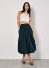 Puff Hem Midi Skirt, Navy, large