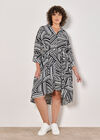 Curve Geo Lines Shirt Midi Dress, White, large