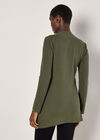 Wrap Hem Ribbed Tunic Top, Khaki, large
