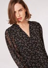 Ditsy Floral Chiffon Blouse, Black, large