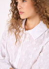 Applique Flowers Cropped Shirt, White, large