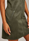 Suedette Shift Mini Dress, Khaki, large
