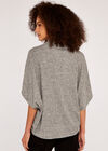 Roll Neck Ribbed Cape, Grey, large