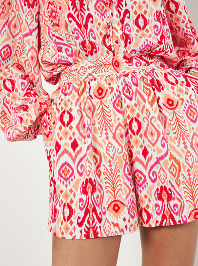 Ikat Print Soft Woven Shorts