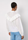 Embroidered Ruffle Shirt, White, large
