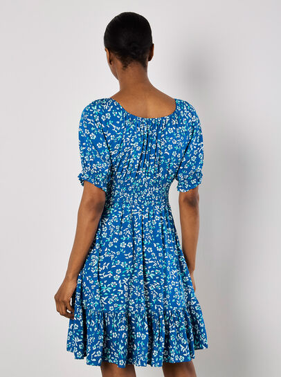 Sarasa Floral Bardot Mini Dress