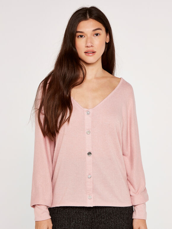 Reversible Button Up Top, Pink, large