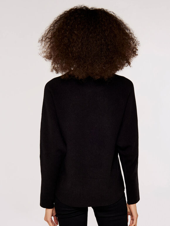 Heatsealed Spray Batwing Jumper, Black, large