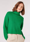 Roll Neck Ribbed Jumper, Green, large