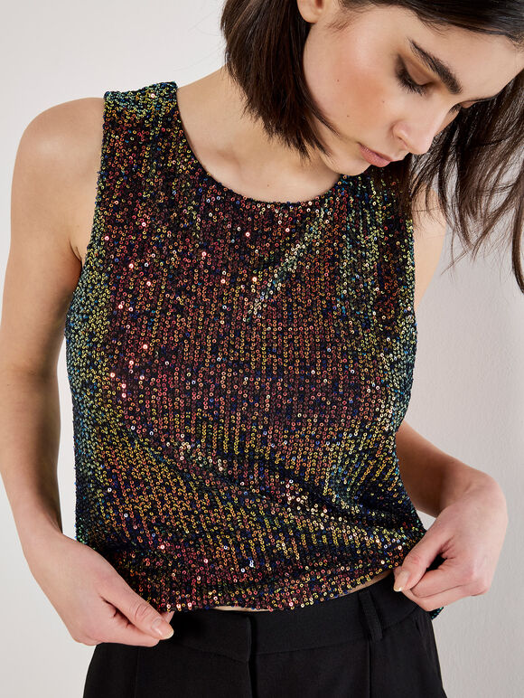 Sequin Shell Top, Assorted, large