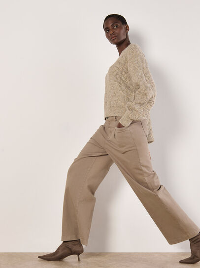 Flecked Braid Cable Knit Jumper