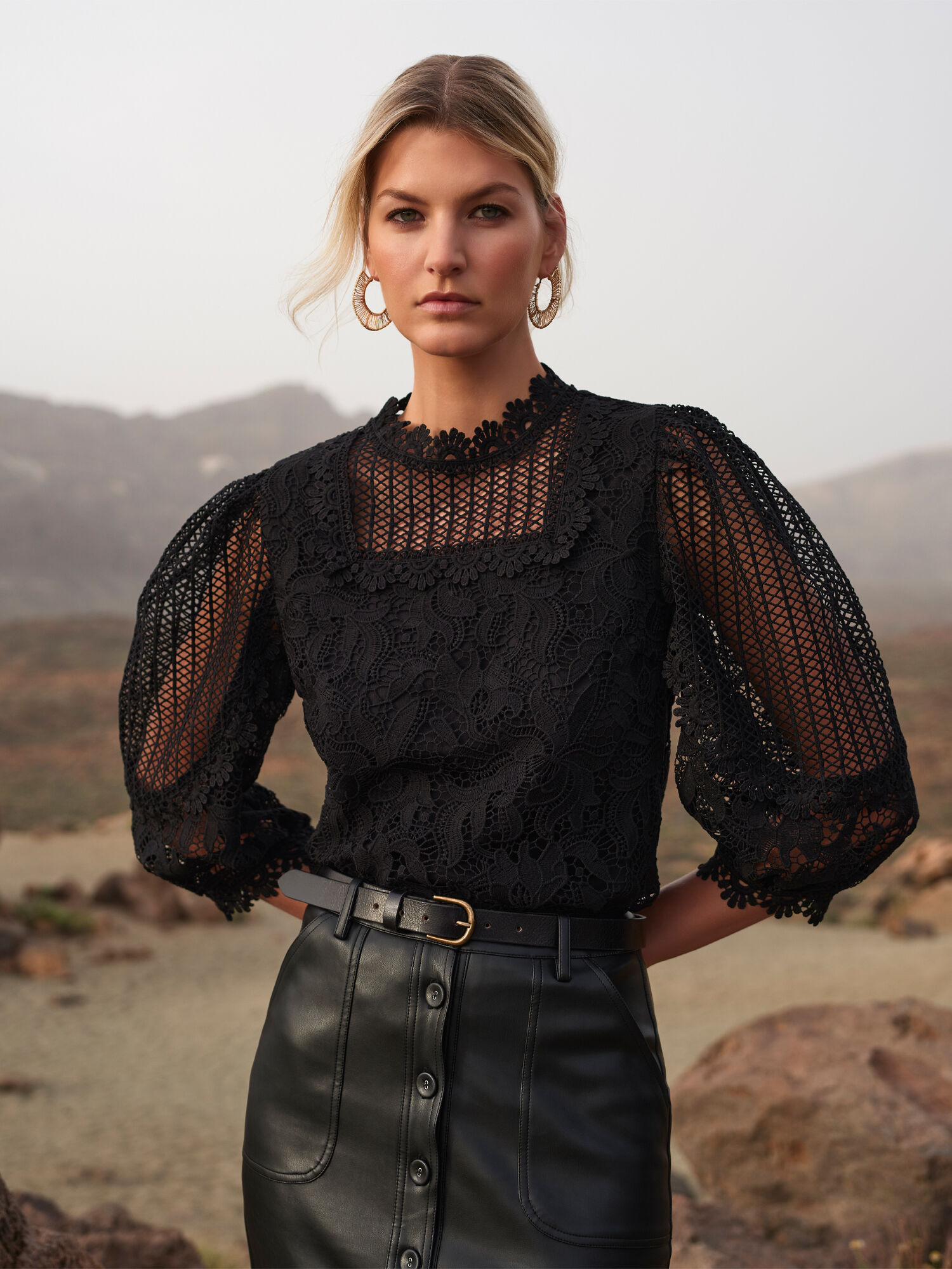 Puff sleeve new arrivals lace top