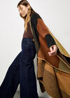 Colour Block Blanket Cape, Brown, large