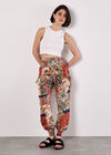 Patchwork Floral Woven Joggers, Orange, large