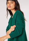 Oversized Ribbed Jumper, Green, large