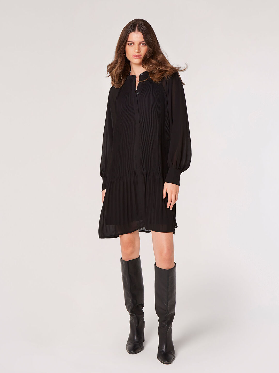 Image of Plisse Chiffon Mini Dress
