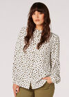 Irregular Spot Oversized Blouse, Khaki, large