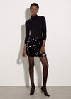 Multi Sequin A-Line Mini Skirt, Black, large