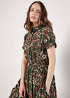 Sarasa Floral Shirt Midi Dress, Khaki, large