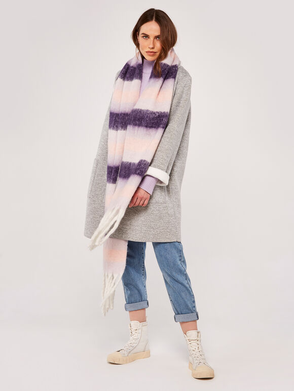 Colour Stripe Scarf, Pink, large