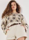 Crochet Pentagon Crop Top, Brown, large