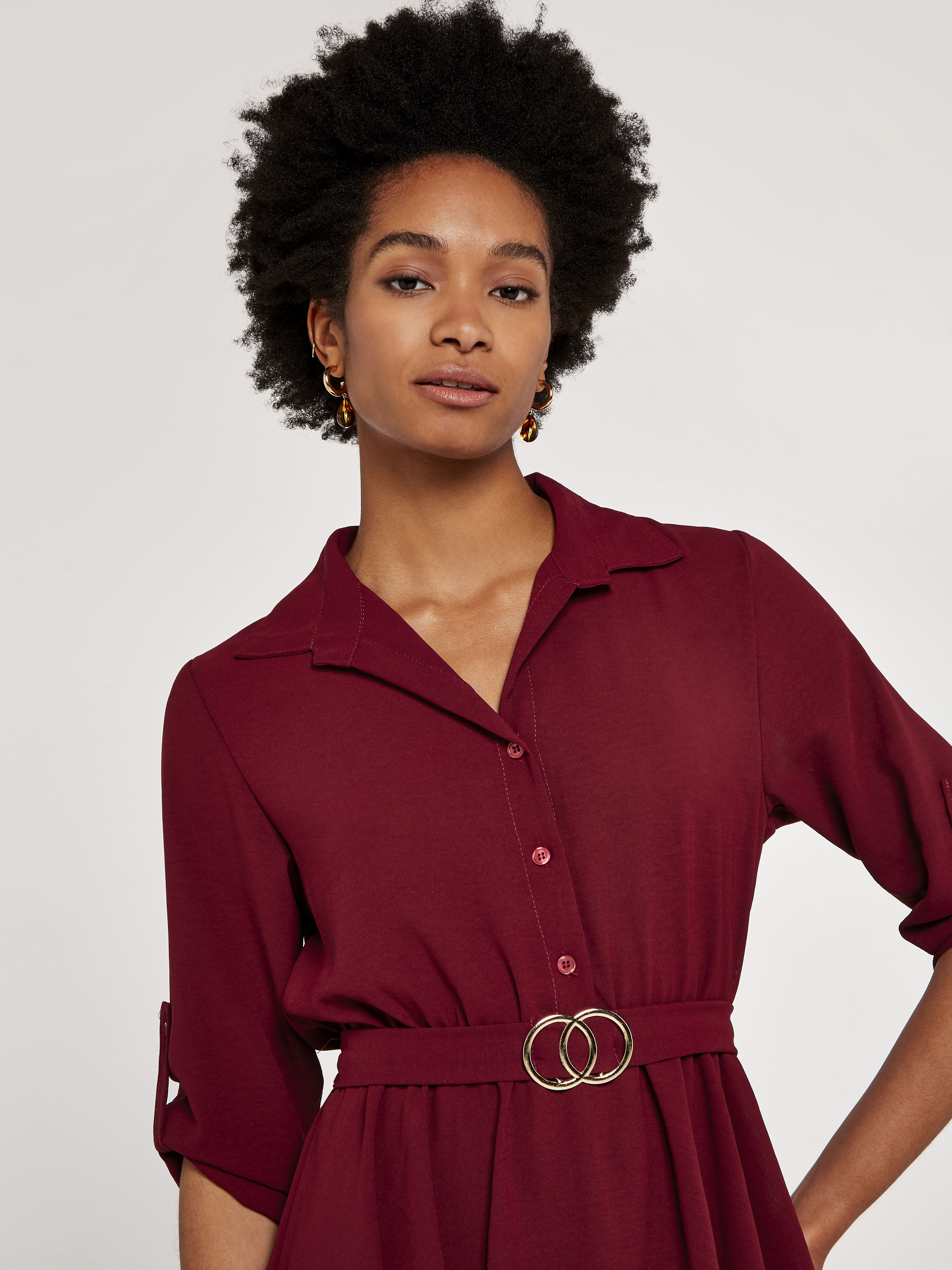 Hanky Hem Belted Top Apricot Clothing