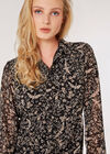Illustrated Birds Empire Dress, Black, large