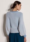 Ribbed Stripe Batwing Jumper, Blue, large