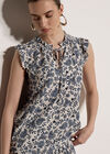 Painterly Paisley Ruffle Top, Cream, large