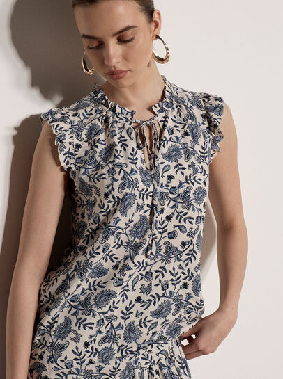 Painterly Paisley Ruffle Top
