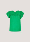Broderie Yoke Cotton Top, Green, large