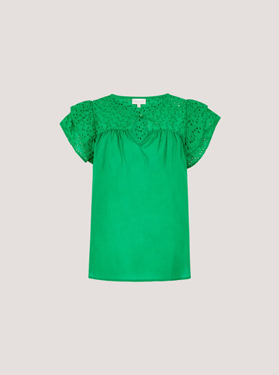 Broderie Yoke Cotton Top