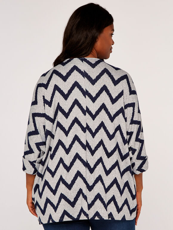 Curve Chevron Batwing Top, Grey, large
