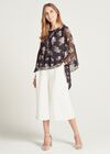 Vintage Floral Flute Sleeve Blouse, Black, large