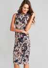 Pink Floral Print Bodycon Dress, Pink, large