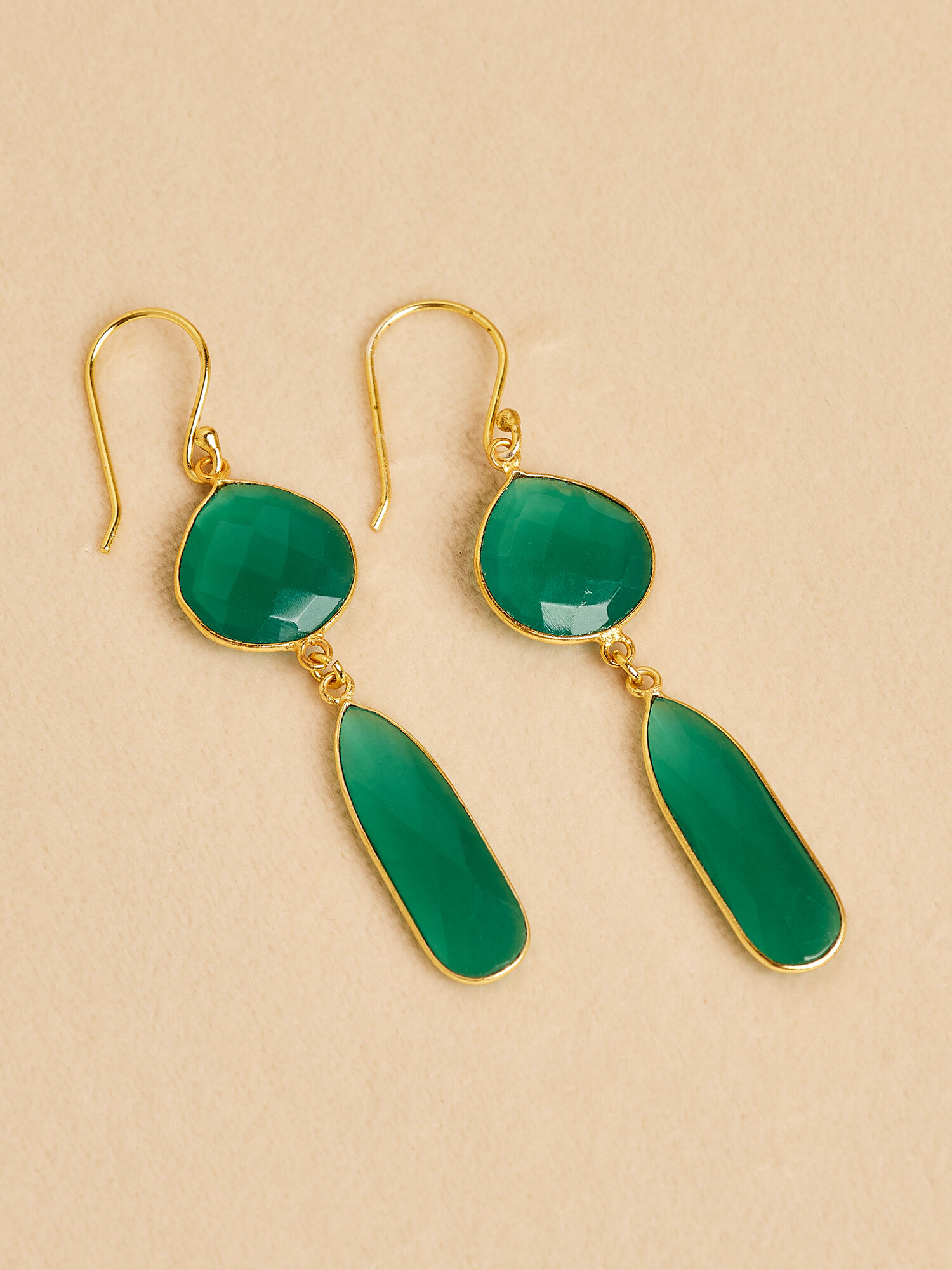 Large green stone earrings cheap