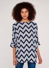 Chevron Stripe Batwing Top, Grey, large