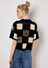 Crochet Squares Top, Black, large