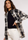 Checked Flannel Shacket, Black, large