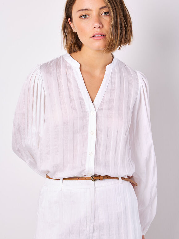 Self Stripe Shirt, White, large