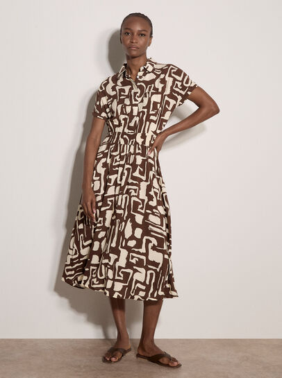Geo Grecian Shirt Midi Dress