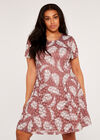 Curve Fern Rubber Print Skater Dress, Lilac, large