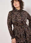 Curve Abstract Print Soft Knit Midi Dress, Brown, large