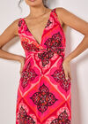 Tile Print Jersey Maxi Dress, Red, large