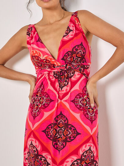 Tile Print Jersey Maxi Dress