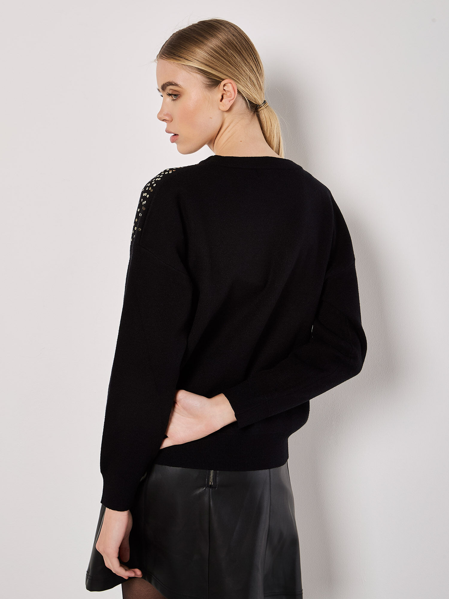 Sequin Embellished Jumper Apricot Clothing